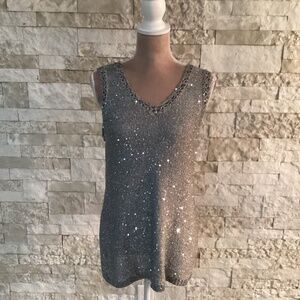 Chico's Sparkly Sequin Knit Sleeveless Tank Top